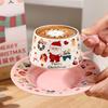 Christmas Ceramic Coffee Mug and Saucer Set Santa Claus Cup Saucer Ceramic Mug Souvenir Cute Cup For Christmas Festival Gifts