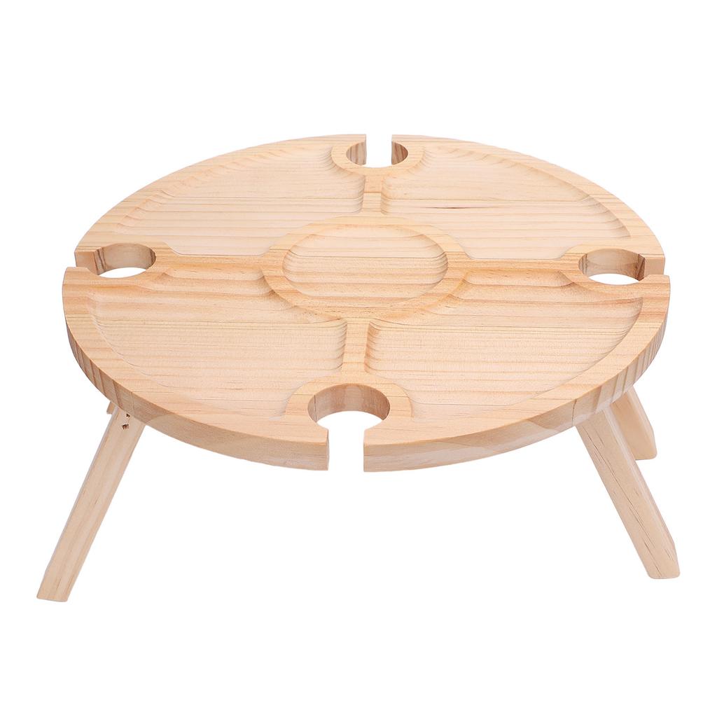 Portable Wine Picnic Table with 4 Wine Glasses Holder Lightweight Snack Tray Foldable Wine Tray for Party Camping Beach