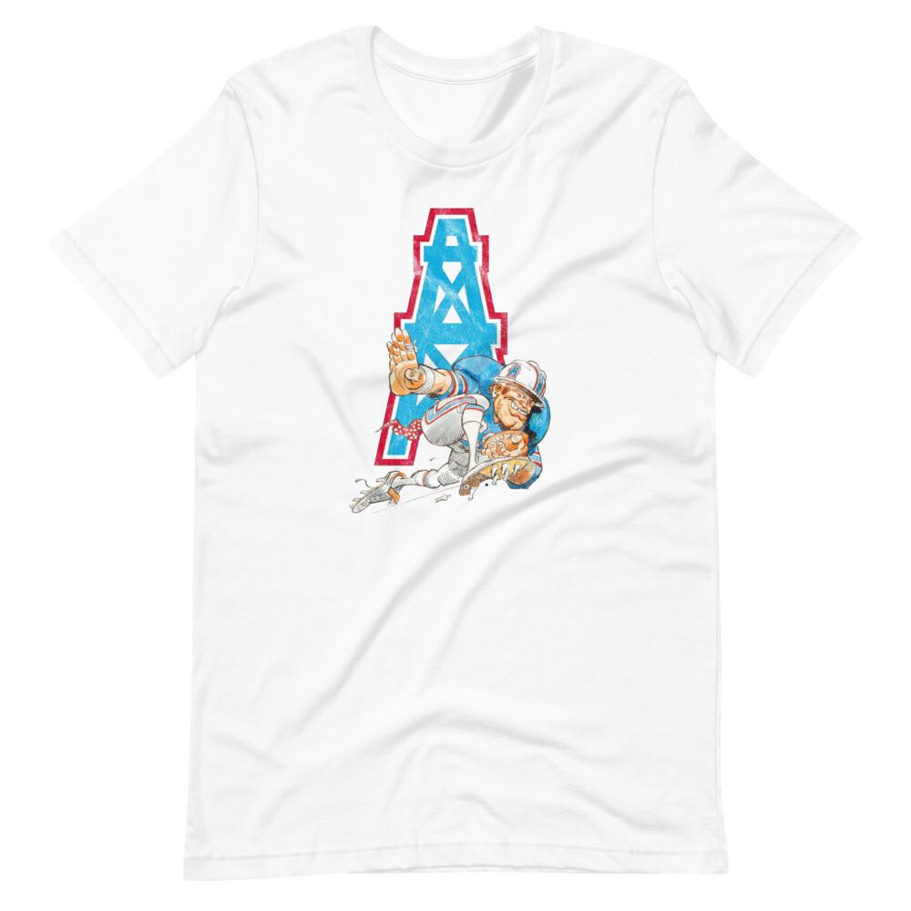Vintage Style HOUSTON OILERS Caricature Football Tee Short-Sleeve Unisex T-Shirt Unisex T-Shirt XL