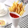 1pc 2 In 1 French Fries Cups Plastic Cups Sauces Snacks Dessert Plate Ketchup Slant Cup Two Cup Spout Kitchen Accessories