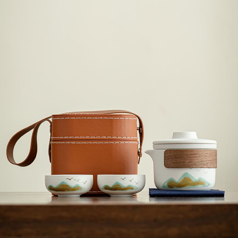 Guochao business high-end gifts, stoneware green mountain tea cups, customer employees, company team building prizes, annual meeting souvenirs