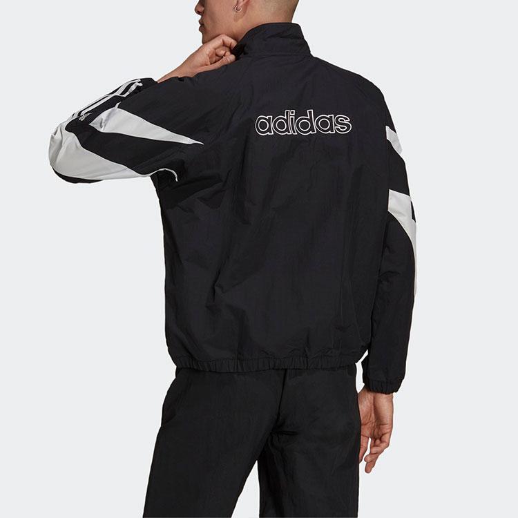 Adidas Originals Color Block Stripe Logo Zip Long Sleeve Stand Collar Sports Jacket Men Jacket Black H06752