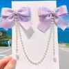 Bows Duckbill Clip Bobby Pins Princess Head Fringe Pearl BB Clip Hair Accessories Pearl Chain Double Edged Clip Bow HairClip
