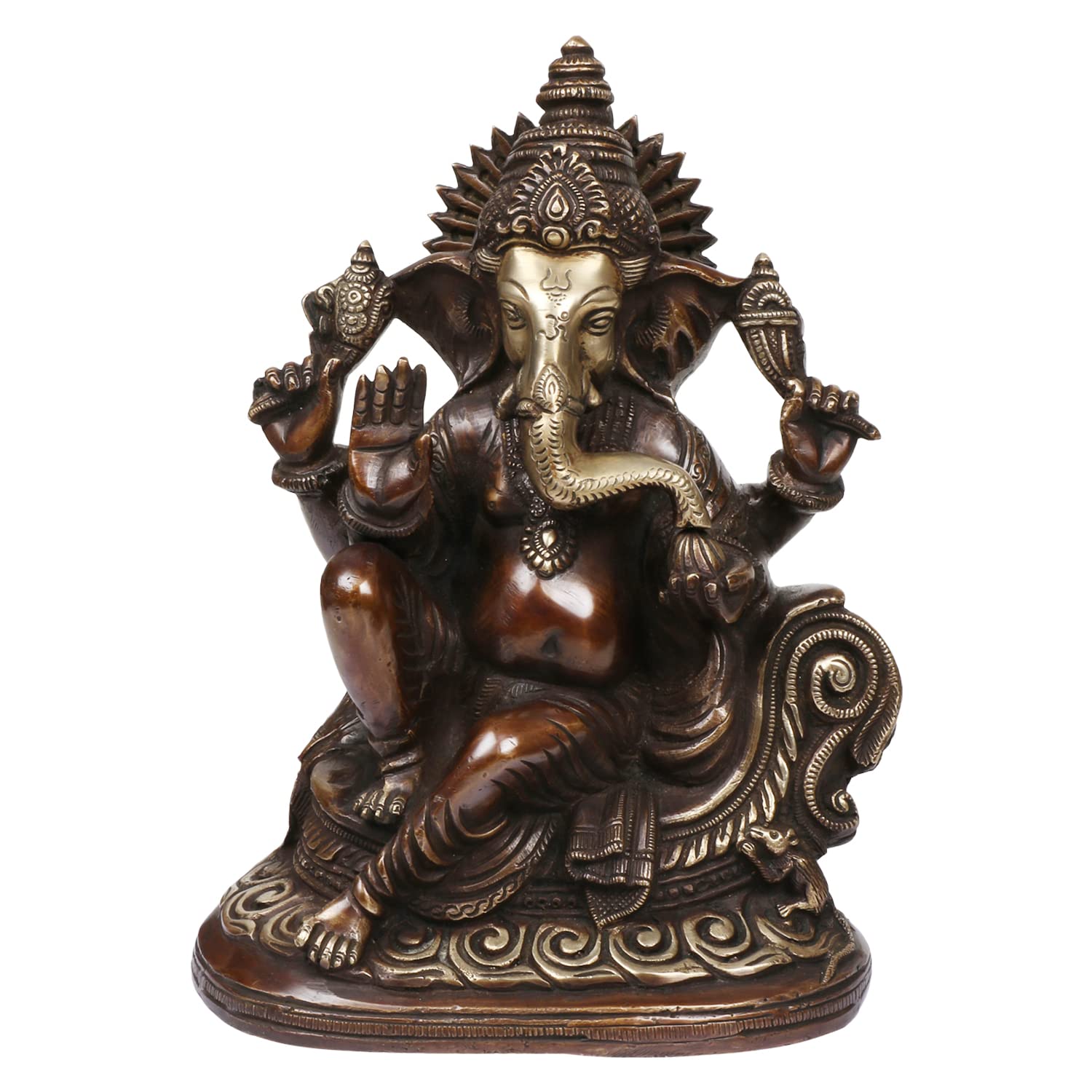 

Lord Ganesha Idol, Home Decor Showpiece Gift, Antique Brown Finish - 10 Inch