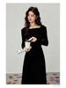 Korean Style Autumn Winter Knit Cinched Waist Slimming Long Dress for Ladies