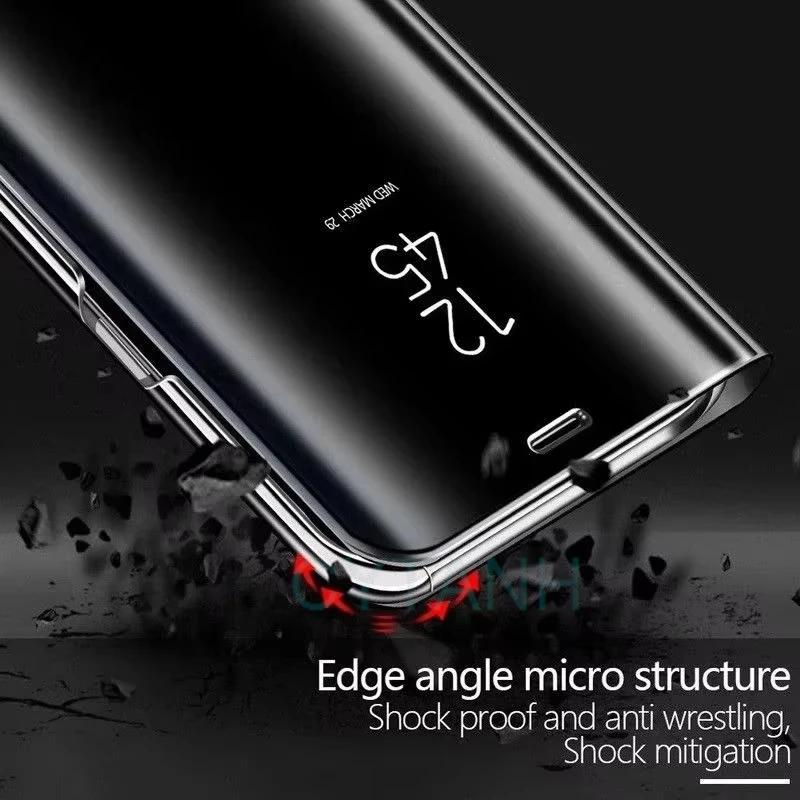 Full Protection Mirror Flip Phone Cases For Samsung Galaxy S26 Ultra S25 S24 S23 S22 S21 Ultra Plus FE Note 20 Ultra Stand Cover