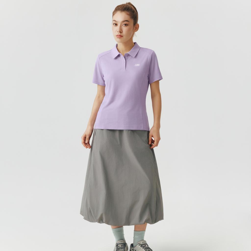 Skechers Short Sleeve Solid Color Medium Thickness Polo Shirt Women Tops L225W157-00KC