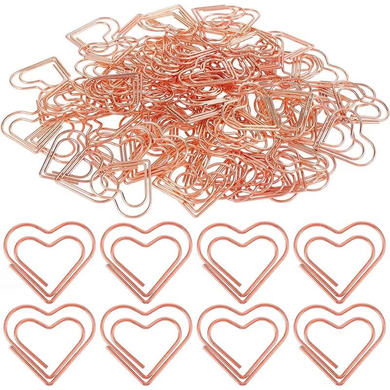 100pcs Mini Heart Shaped Paper Clips Cute Metal Clips for Office School Journaling Scrapbooking Document Organization Projects