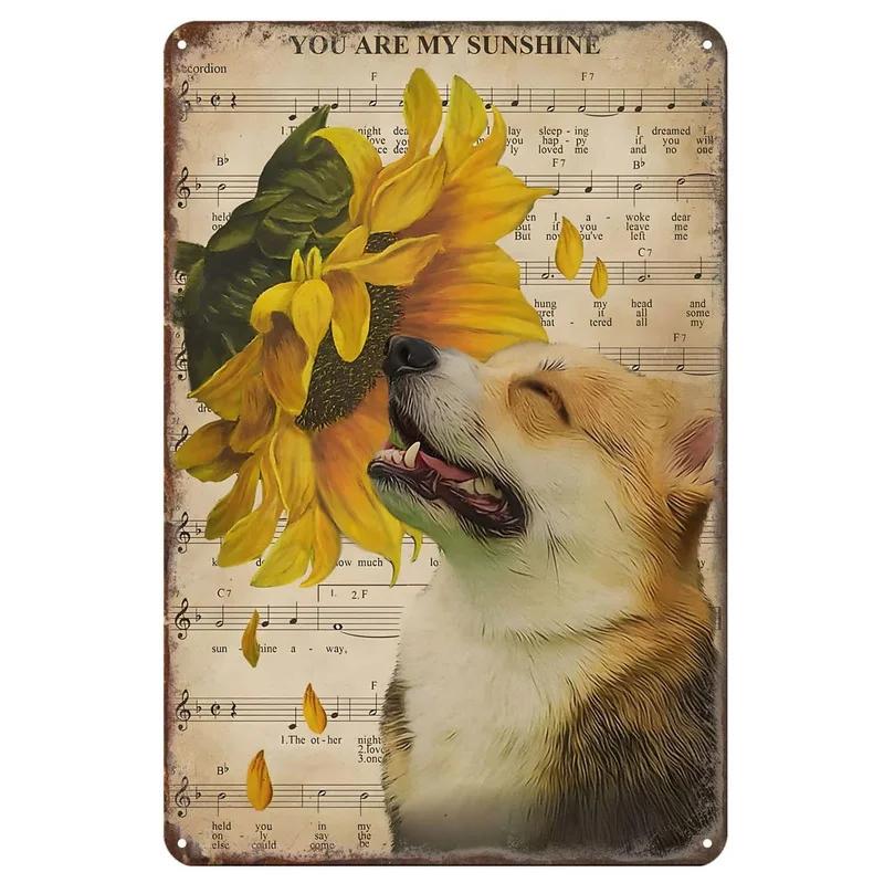 Sunflowers Metal Tin Signs You Are My Sunshine Wall Art Posters Plaque Vintage Iron Painting Decoration for Home Cafe Club Ba