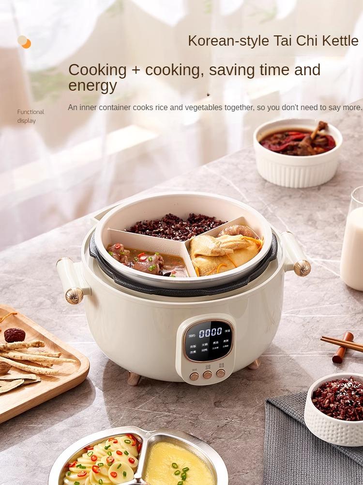 220 В 4 л электрическая скороварка с тремя решетками бытовая керамическая глазурованная — фото 2