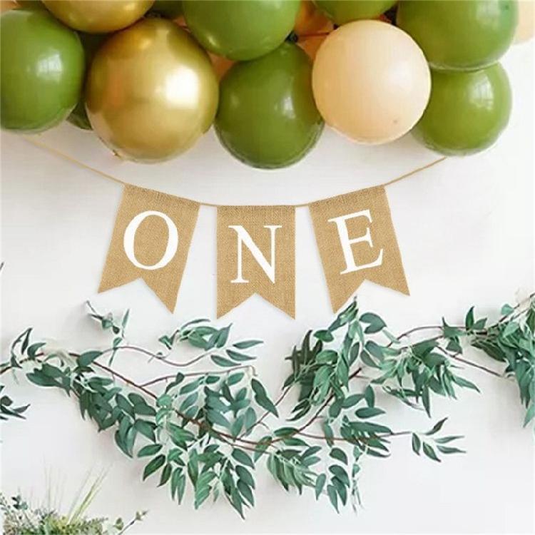 Elegant Celebration Banners for Infants Soft Linen Swallowtail Flag Jewelry Babies 1 Year Birthday Party Decorations