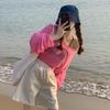 Women's Summer Bamboo Ribbed Long Sleeve Sun Protection See-Through Top