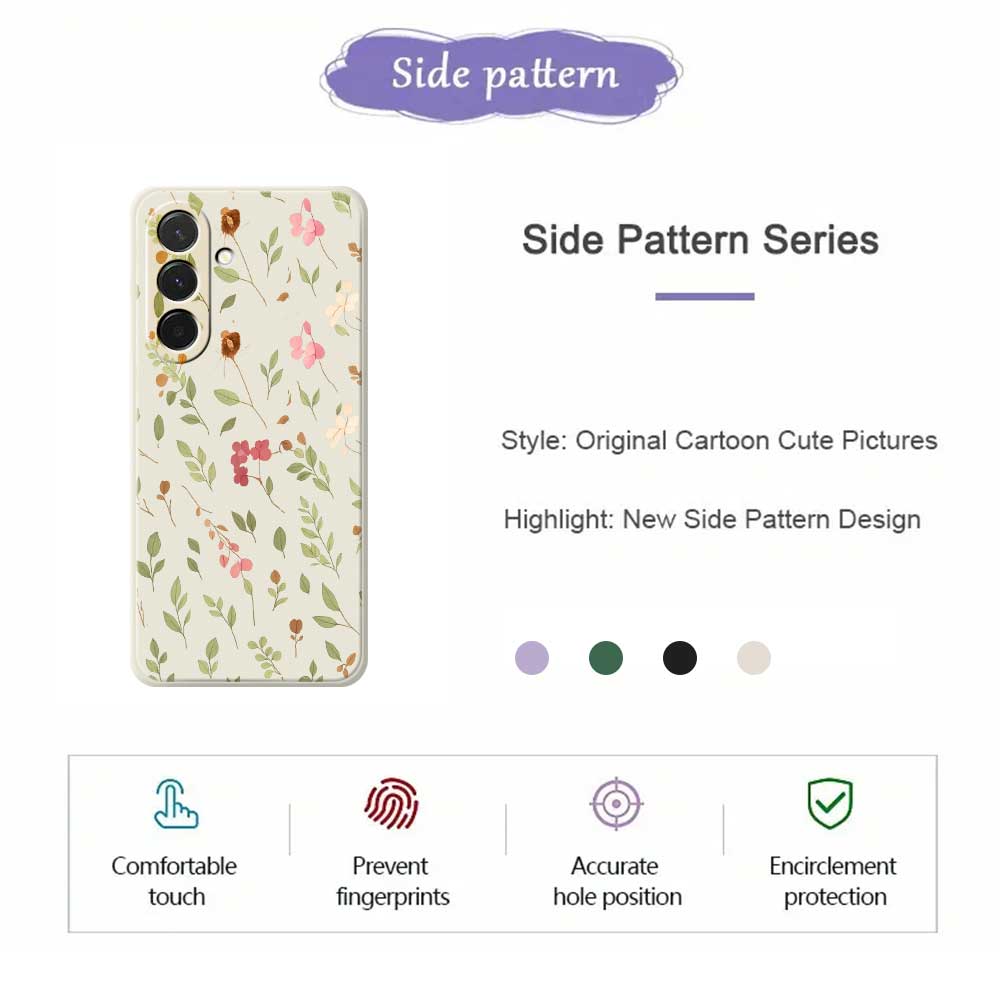 For Samsung Galaxy A36 5G Case Small Flower Leaves Pattern Printing Straight Edge TPU Phone Back Cover