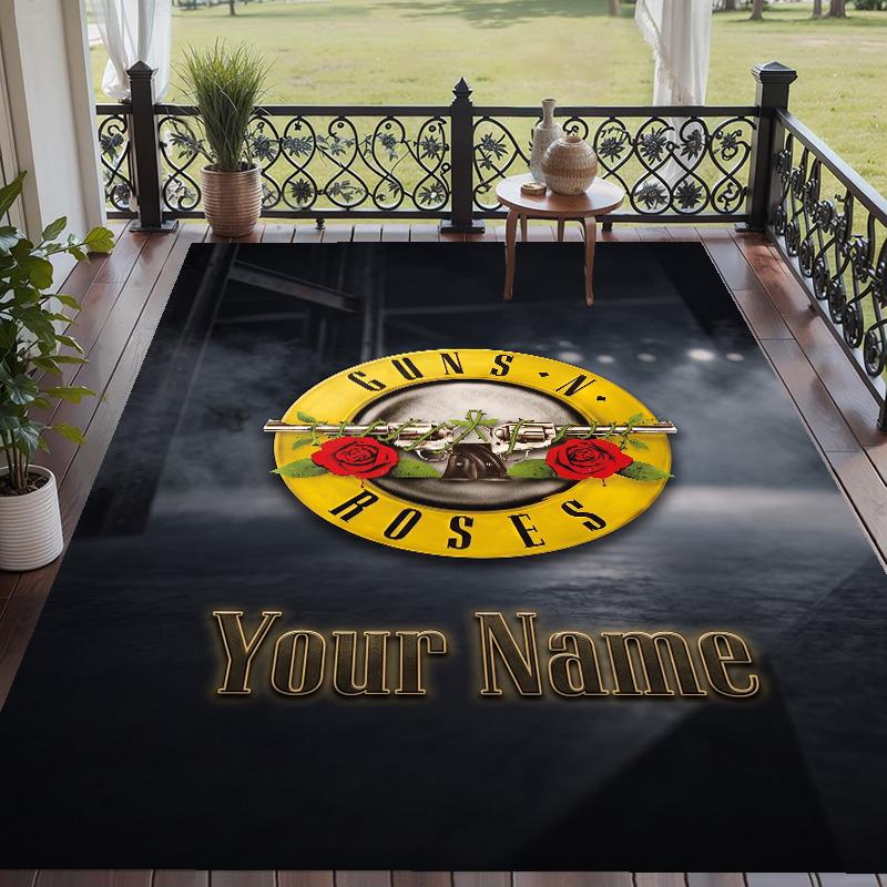 Custom Text Printed Rug Guns N’ Roses Non Slip Floor Carpet For Home Room Decor