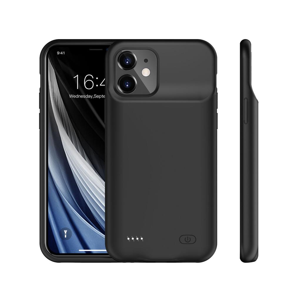 6000mAh Rechargeable Battery Mobile Phone Charger Cover Case for iPhone 12 mini 5.4 inch-Black