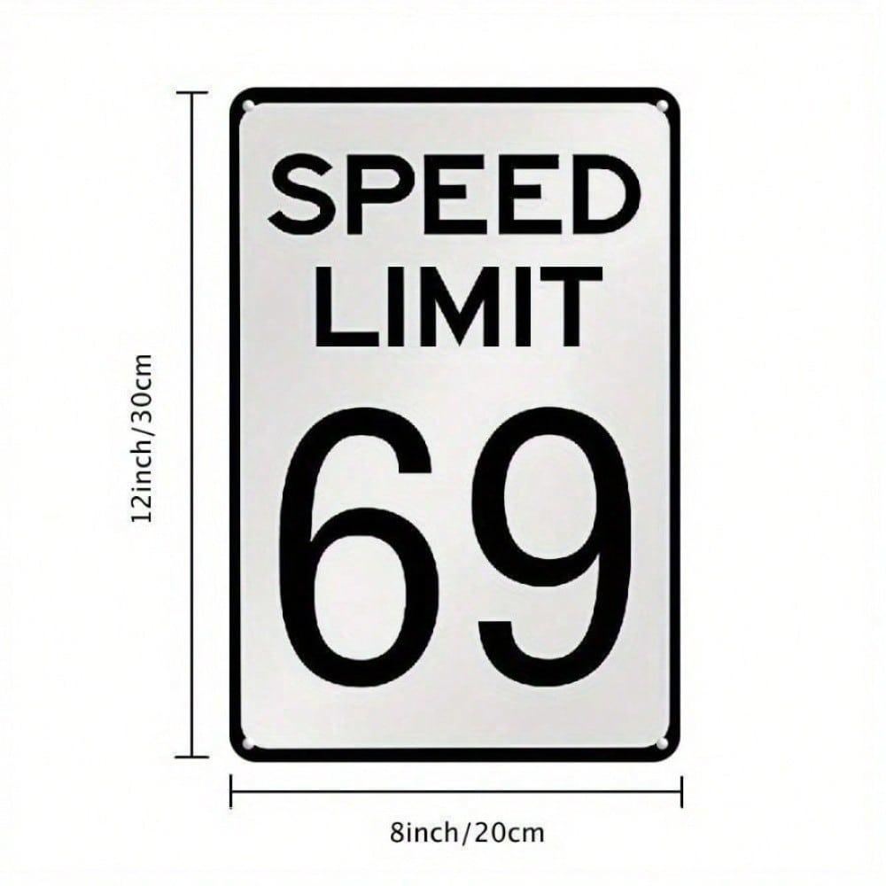 Vintage Metal Wall Art Speed Limit 69 Sign Garage Bar Decor