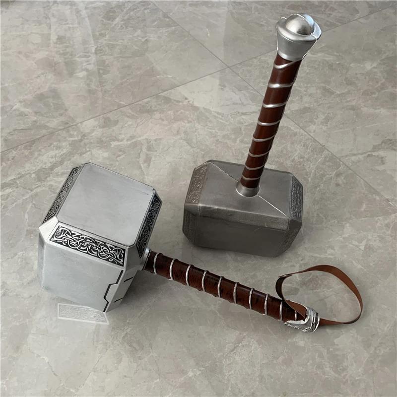 1:1 Thunder Hammer Weapons 44cm Hammer Cosplay Model Role Playing Belt Decor Stage Props Carnival Toy Gift Rubber