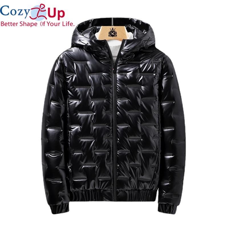 

Cozy Up Зимняя мужская куртка Повседневная Теплая Толстая Шерсть Модная с капюшоном Parkas Мужская одежда Блестящие водонепроницаемые куртки