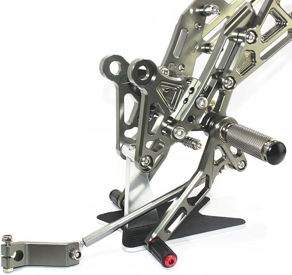 SUKIRACING Einstellbare CNC-Fußrasten hinten für Honda MSX125 Grau Passend für GROM JC61 (2013-2016) - - (Frühes Modell)