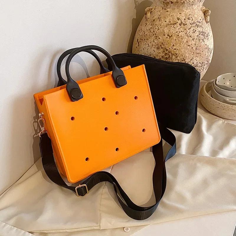 Leather women's bag monochromatic zipper women's shoulder bag beach bag waterproof bags new fashion