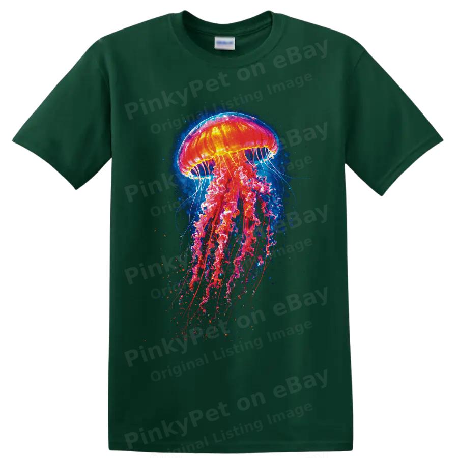 Jellyfish T Shirt Neon Deep Ocean Glow Aquatic Animal Sea Life Graphic Art Tee