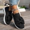 Fashion Bowknot Elastic Knitted Socks Sneakers Women Lightweight Slip On Walking Shoes Woman Comfortable Non Slip Casual Shoes