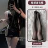 Sex Underwear PU Bright Leather SM Chain Bondage Binding Hollow Patent Leather Tight Dress Set Women's Hair