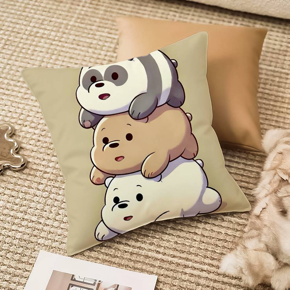 Cartoon We B-Bare B-Bears Pillow Case Anti-dustmite Invisible Zipper Sofa Bed