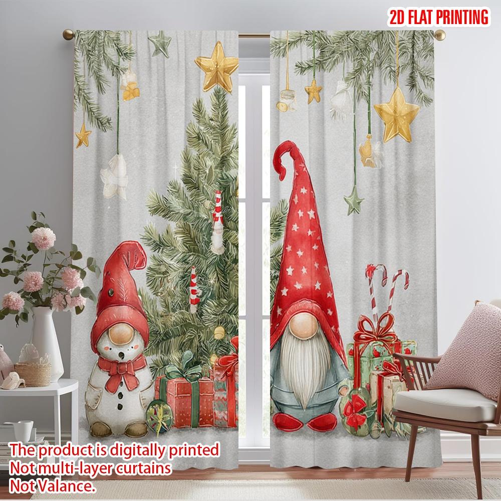 

2pcs,2D plane printing Curtains Digital Printed Christmas Gnomes and Snowman Versatile Durable Polyester (without rod) Festive 52.50×116.00 CM 2pcs