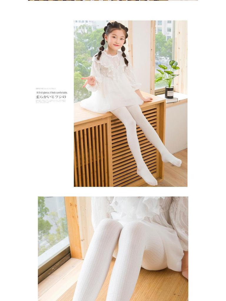 Girls' Spring & Autumn Solid Color Twisted Leggings with Step-on Cotton Dance Socks