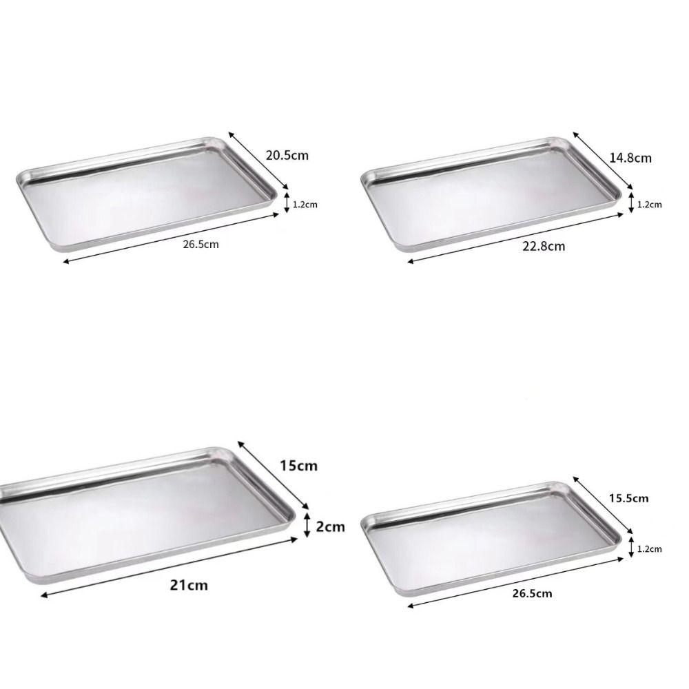 Food Grade Stainless Steel Tray Rust Resistant Storage Metal Food Serving Plate Rectangular Food Organizer Baking Pastry Tray