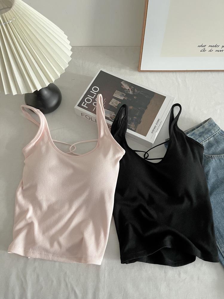 Women's Spring Cross Strap Backless Egg Collar Slimming Camisole 7031