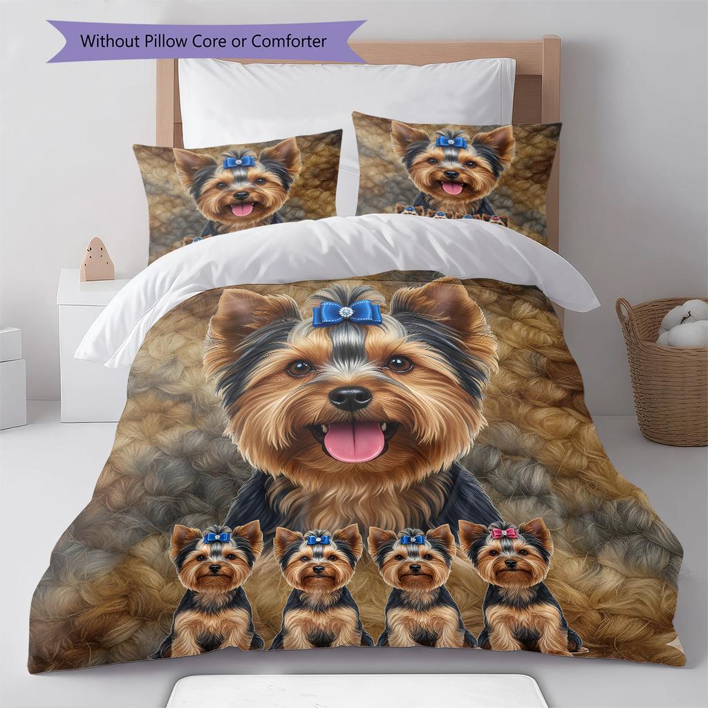 Yorkshire Terrier Sznaucer Wzór Pościel Kołdra Zestaw Poszewka na Kołdrę Poszewka na Poduszkę Dekoracja Domu Prezent (1 * poszwa na kołdrę + 2 * poszewki na poduszki, bez rdzenia)
