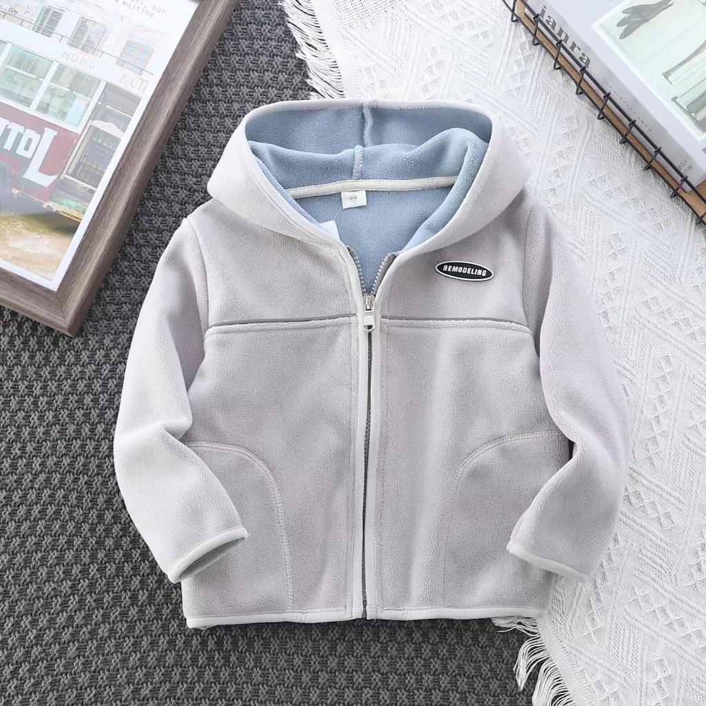 Kinder Polarfleece Kapuzenmantel Herbst Frühling Sport Lässig Kinder Reißverschluss Sweatshirts für Jungen 2-12 Jahre Kleidung