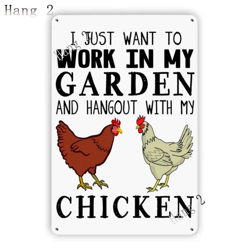 Funny Chicken Coop Sign Slow Chickens At Play Caution Vintage Chicken Warning Tin Signs for Farmhouse Gate Fence Wall 8x12 Inch