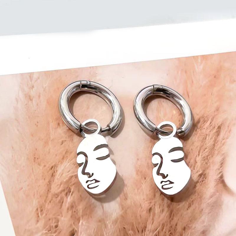 Trendy Titanium Steel Cat Ear Stud Earrings for Men & Women in Korean Punk Style