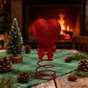 Romantic Valentine's Day Decoration Glitter/Velvet Red Heart Heart Treetop Ornament Spiral Base Flexible Heart Tree Topper