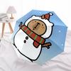1pc Snowman Capybara Automatic Umbrella - Stylish, Durable, with 8-Rib Manual Open Design, Elegant Black Handleyy250920229