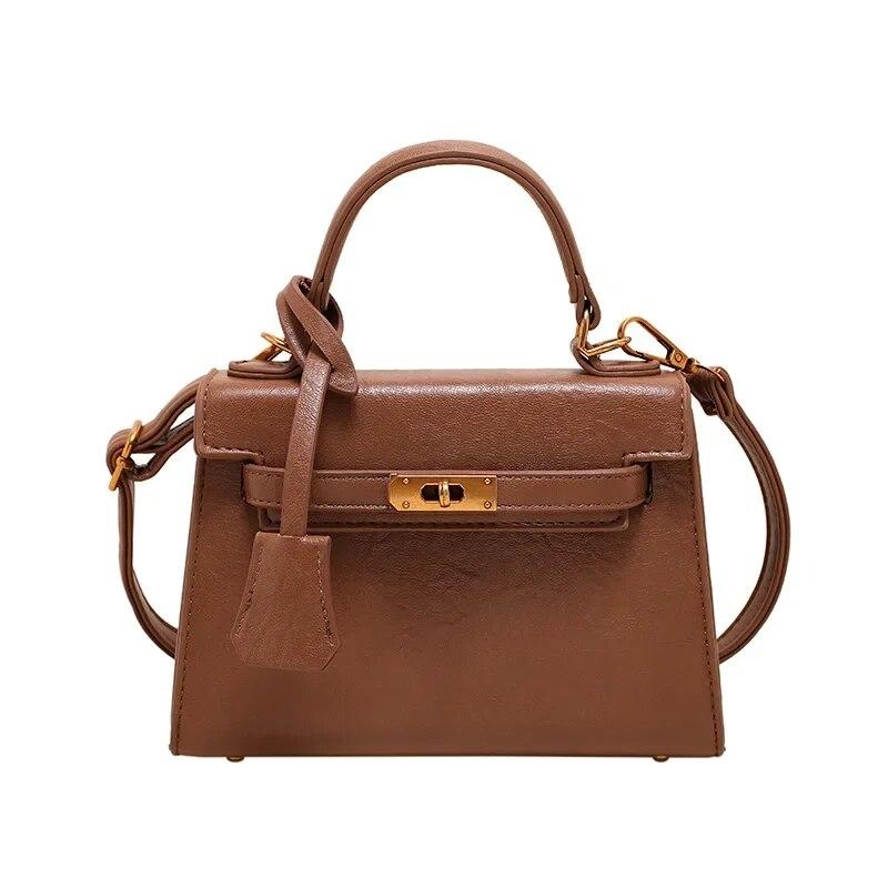 Элегантная женская сумка через плечо новинка 2024 года модный дизайн меньшинств универсальная ручная маленькая квадратная сумка через плечо в стиле ретро коричневый 3298₽