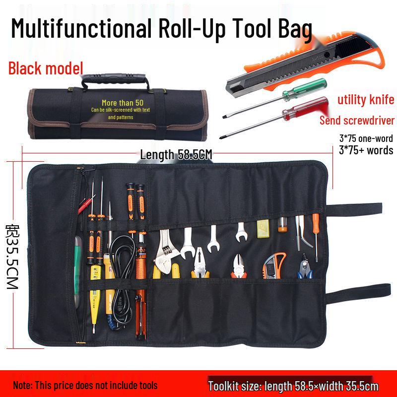 Golden Knight Electrician & Plumber Roll-Up Tool Bag - Multipurpose Canvas Storage with Insert Pockets