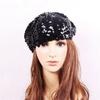 Solid Color Glitter Beanie Cap Retro Women's Sequin Beret Shiny Painter Hat  Music Festivals