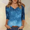 Women's T Shirt CHristmas Print 3/4 Sleeve Daily Weekend Fashion Basic V- Neck Regular Top