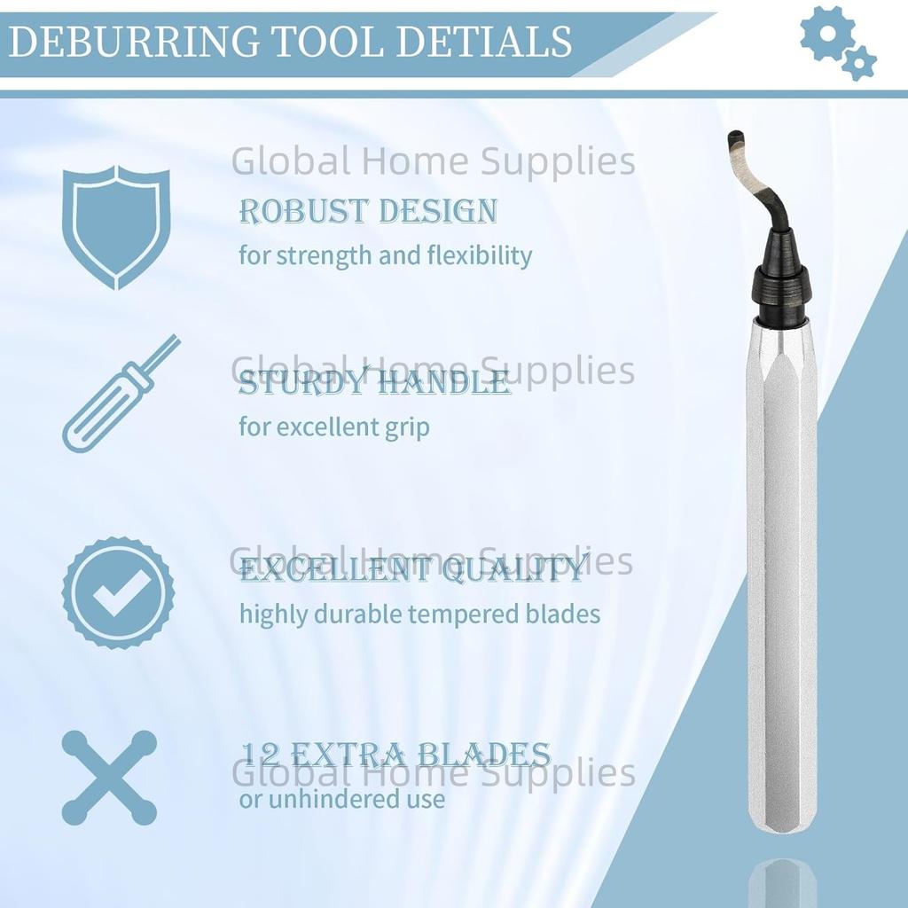 Deburring Tool with 10 Extra High Speed Steel Swivel Blades Works On Metal Resin PVC Pipes Copper Plastic and 3D Printed Edge