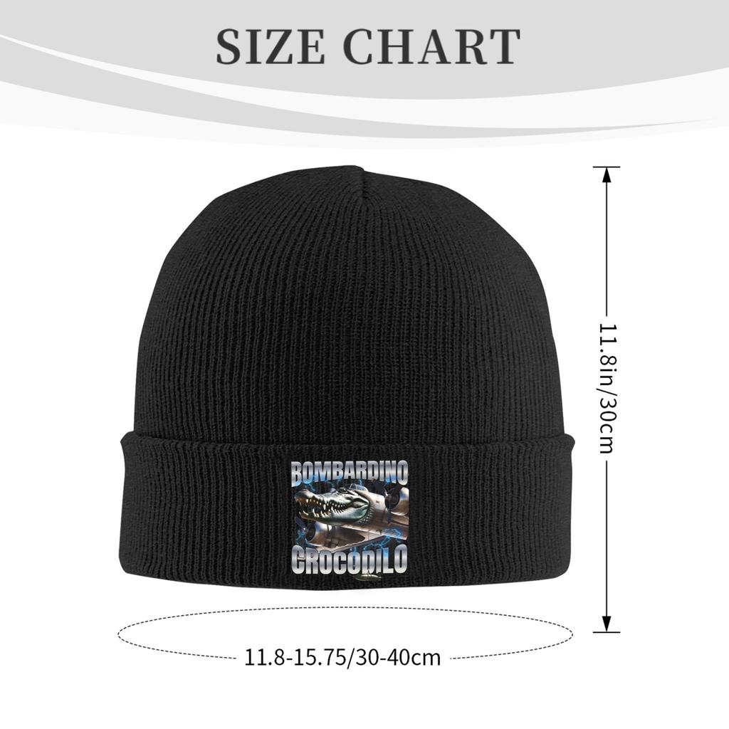 Italienischer Brainrot Bombardino Crocodilo Strickmütze Beanie Mützen Kpop Warm Weich Herren Damen Mützen Frühling Mützen Geschenkidee
