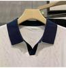 Herren-Sommer-Strick-Poloshirt im Slim Fit – Koreanischer Stil, Kurzarm, Reine Farbe, Eisseide mit lässigem Revers