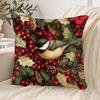 1pc Pillowcase, Chinese-style Titmouse and Berries Pattern Decorative Pillowcase, Soft and Comfortable Polyester Short Plush Fabric, Single-Sided Prin