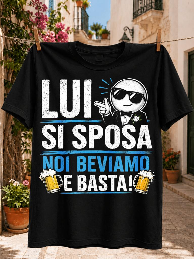 Italian Groom Drinkingtuxedo Character Two Beer And Lui Si Sposa Quote Unisex All Unisex All Tshirt