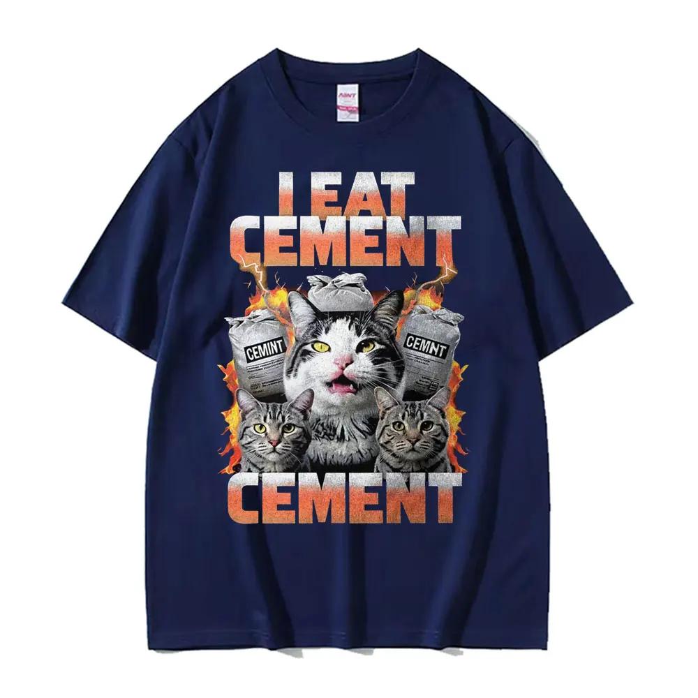 I Eat CeUnisext Cursed Cat Funny Meme Tee Shirt Unisex Women Vintage Gothic Oversized Tshirts Casual Cotton Short Sleeve T Shirt Tops