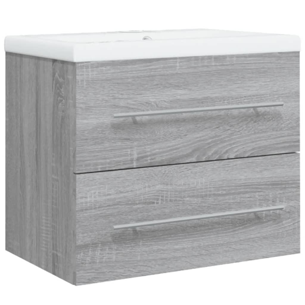 Washbasin Cabinet with Built in Basin Grey Sonoma Particleboard