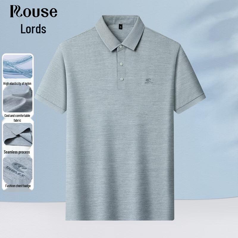 Men s Solid Color Lapel Short-Sleeved Polo Shirt 2XL